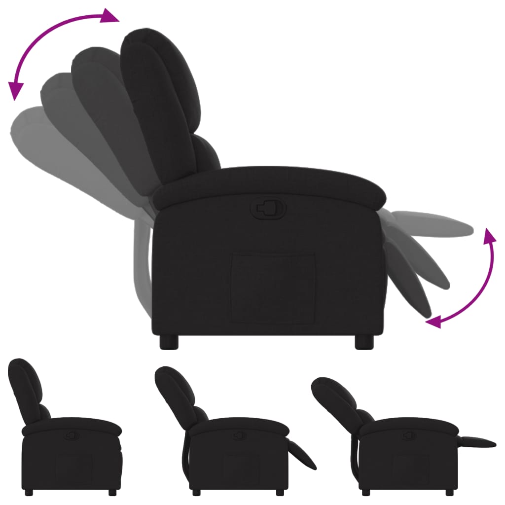 Poltrona reclinável em tecido preto