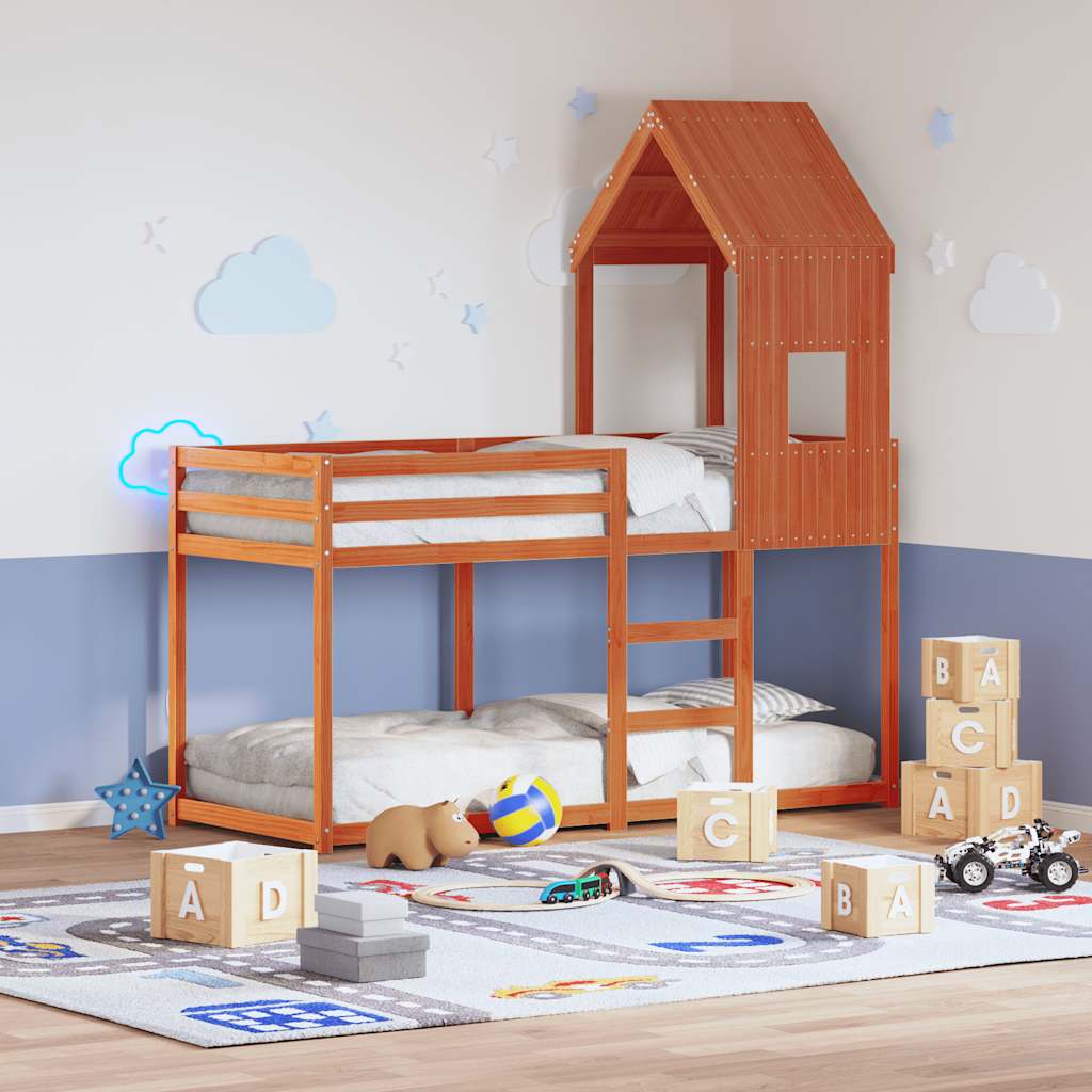 Telhado cama infantil 60x89x134,5 cm pinho maciço castanho-mel
