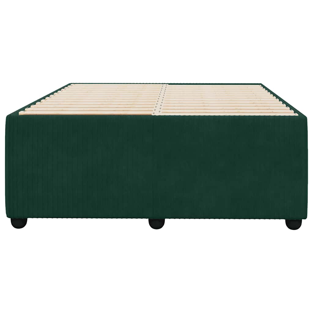 Estrutura de cama sem colchão 120x200 cm veludo verde-escuro