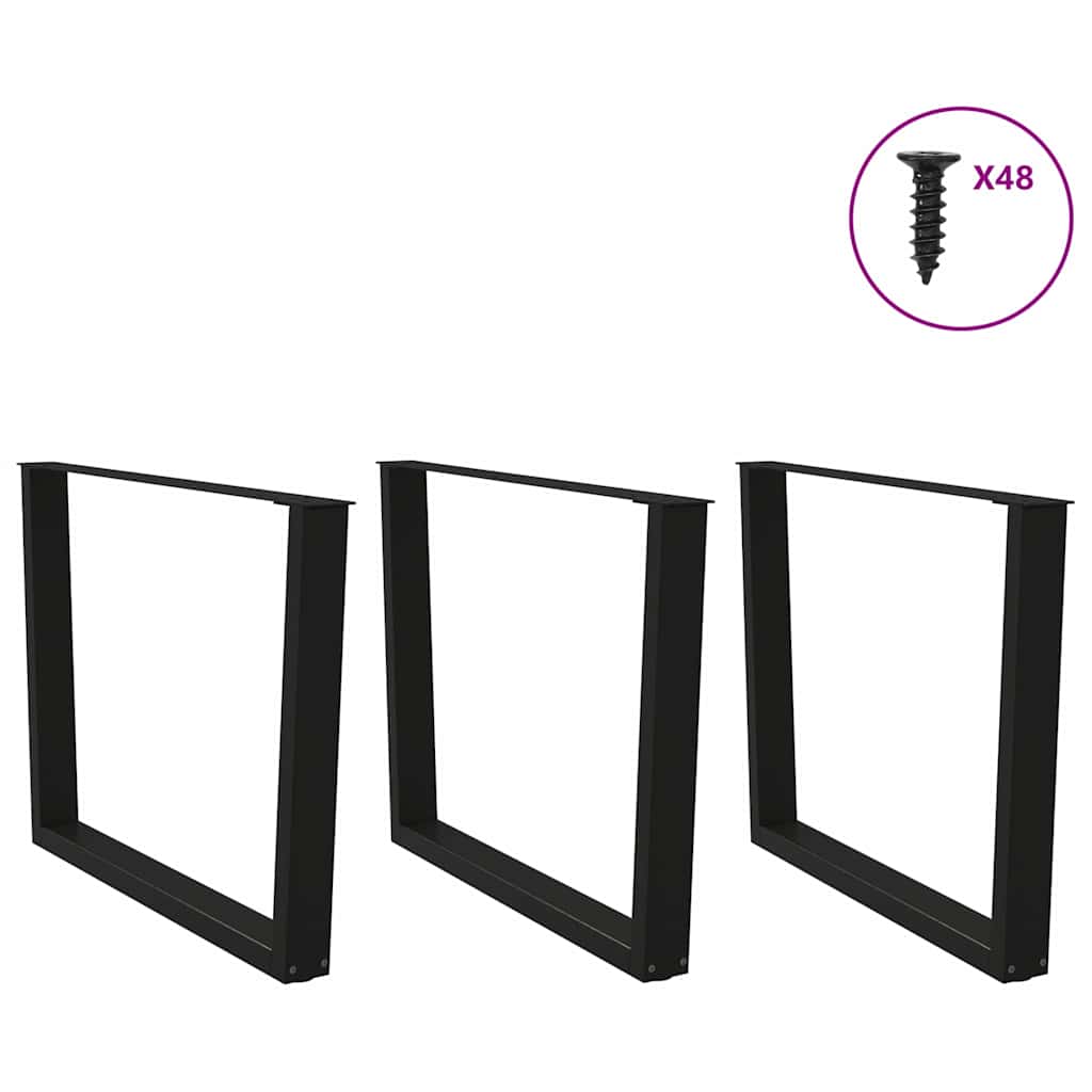 Pernas para mesa de jantar em v 3 peças, pretas, 100x(72-73,3) cm, aço