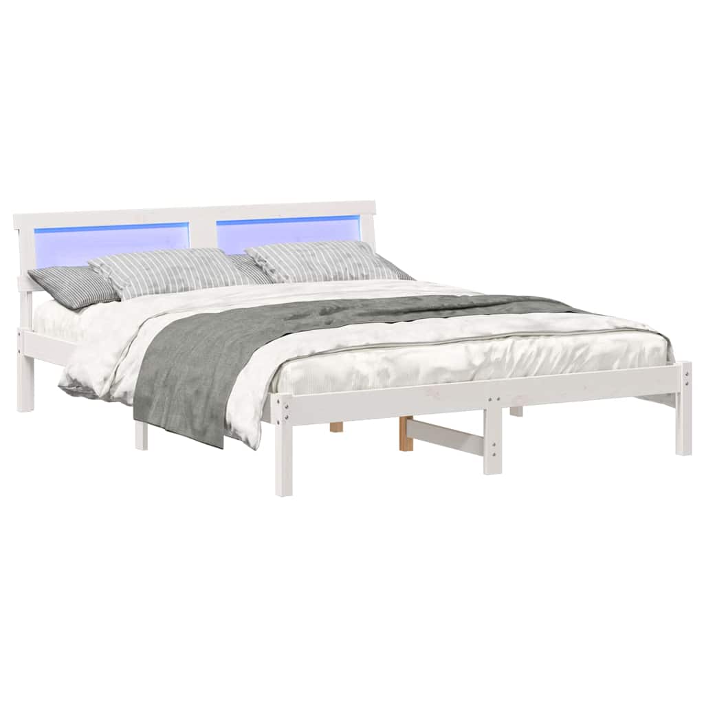 Estrutura da cama com cabeceira branco 140 x 200 cm