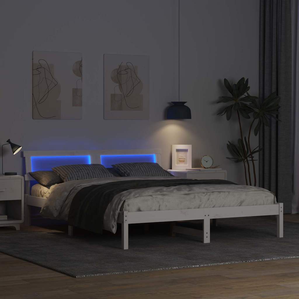 Estrutura da cama com cabeceira branco 140 x 200 cm