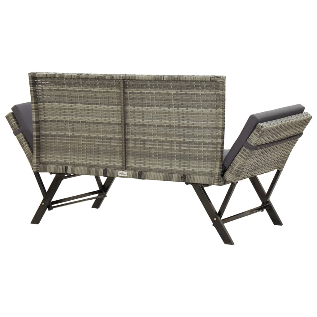 Banco de jardim c/ almofadões 176 cm vime PE cinzento