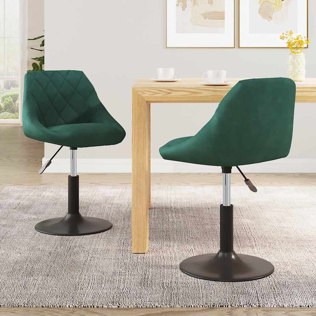 Cadeiras de jantar giratorias 2 pcs veludo verde-escuro