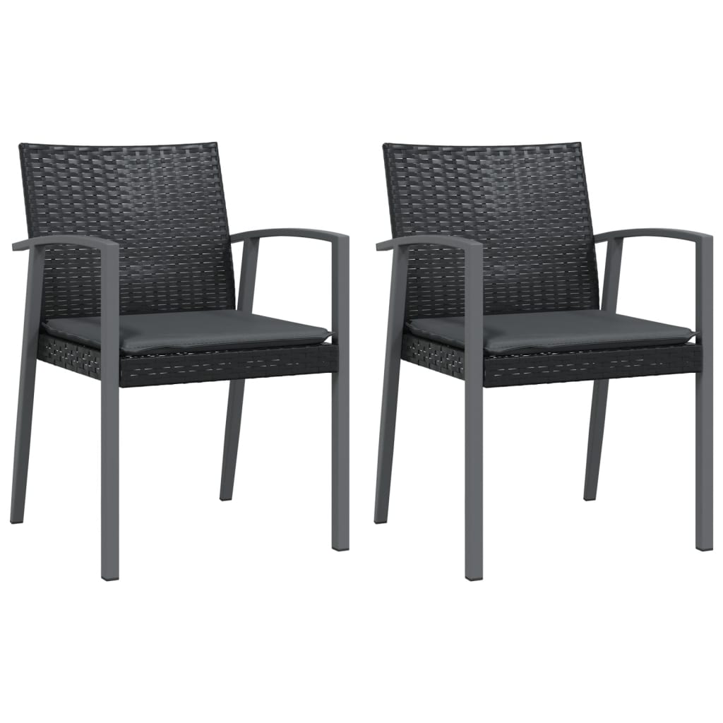 3 Pcs conjunto de jantar p/ jardim c/ almofadões vime PE e aço