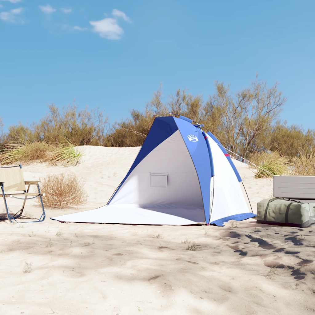 Tenda de praia 268x223x125 cm poliéster 185t azul-ciano