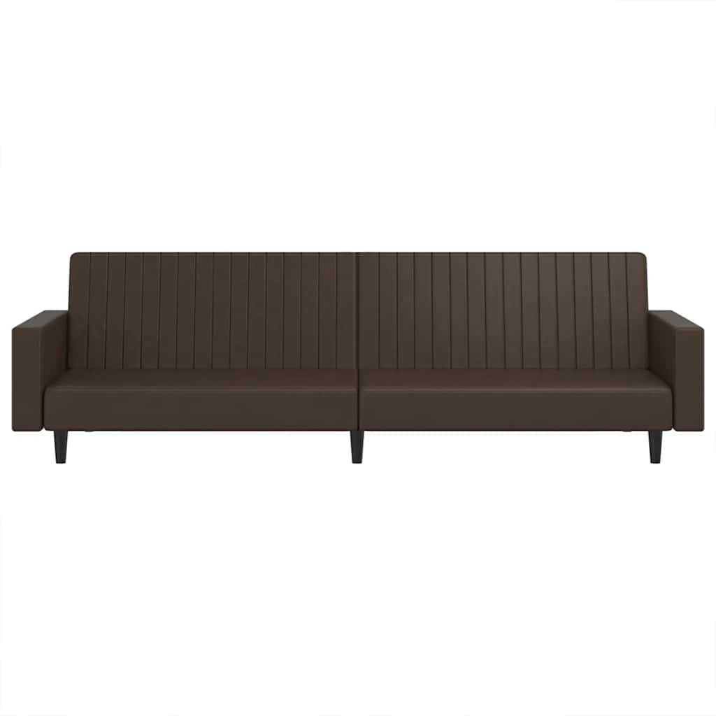 Sofá-cama de 2 lugares couro artificial castanho