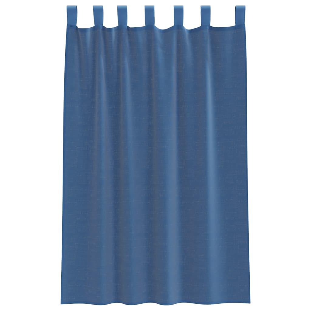 Cortinas de voile com laços 2 pcs azul real 140x175 cm