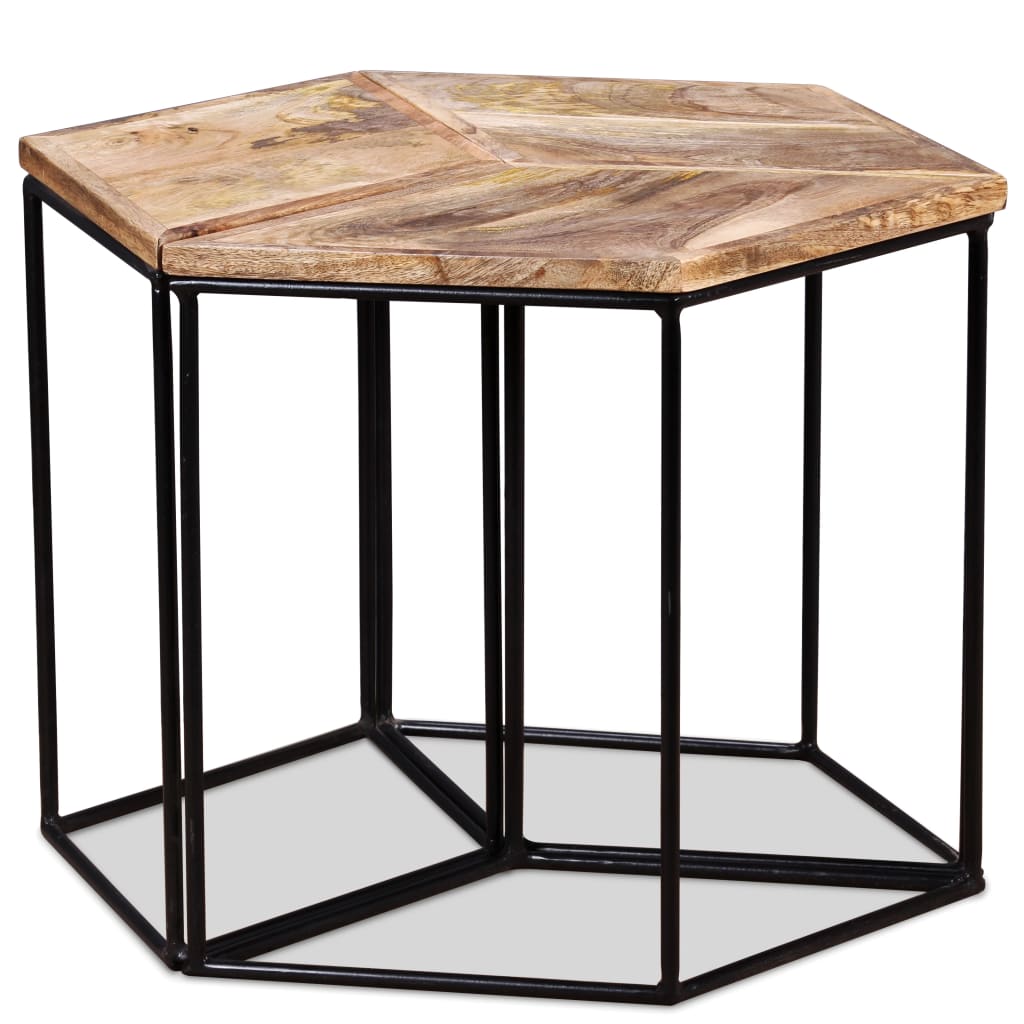 Mesa de centro madeira de mangueira maciça 56x48x40 cm