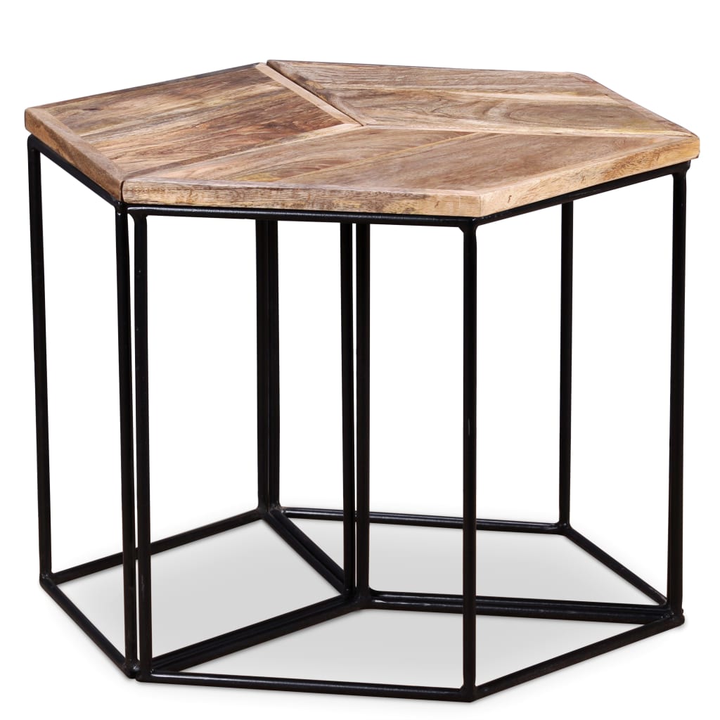 Mesa de centro madeira de mangueira maciça 56x48x40 cm