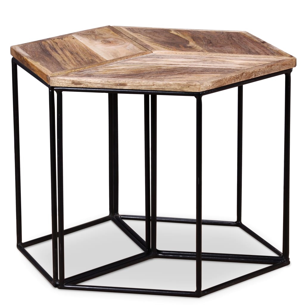 Mesa de centro madeira de mangueira maciça 56x48x40 cm