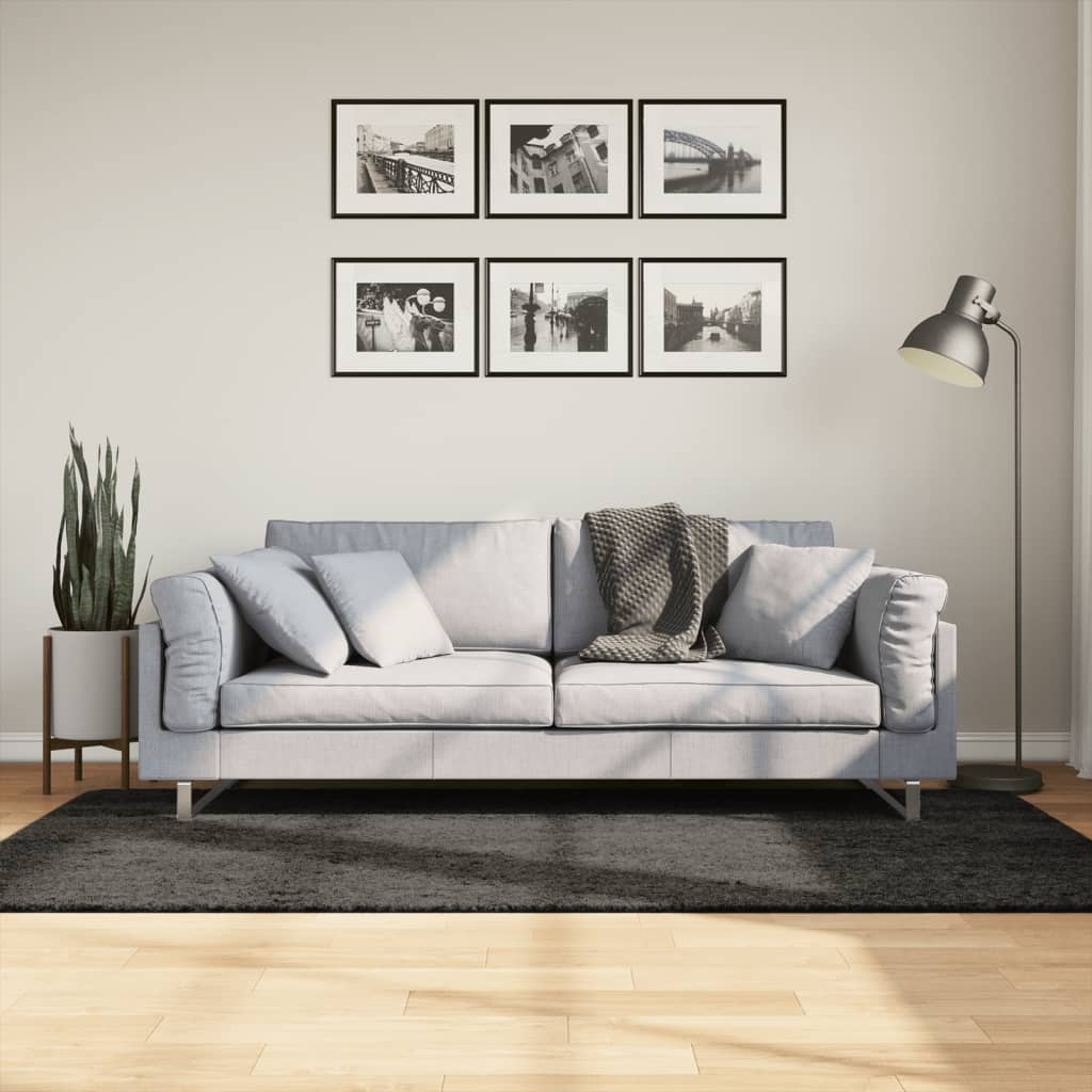 Tapete de pelo alto aspeto brilhante istan 100x200cm antracite