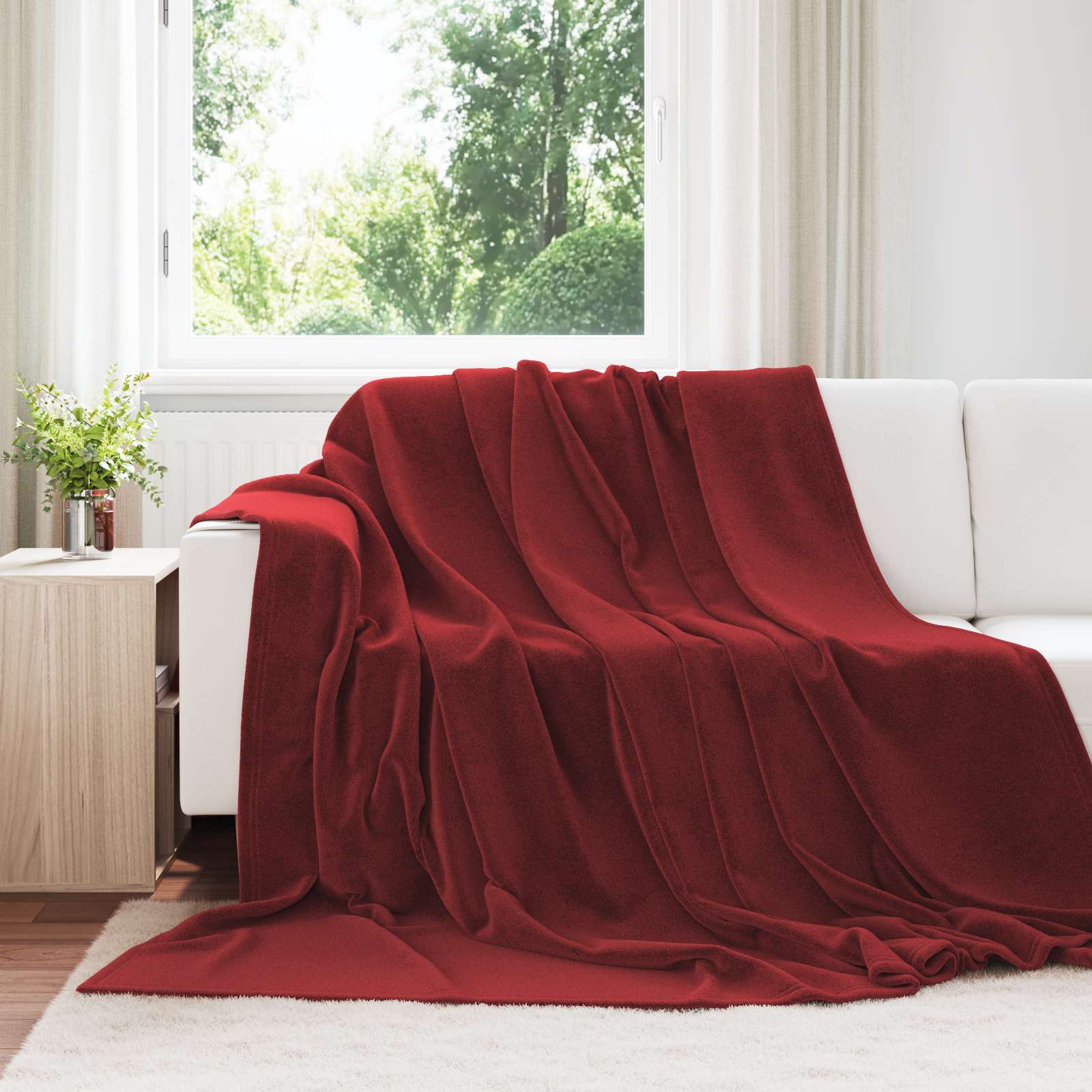Cobertor vermelho bordeaux 220 x 240 cm lã