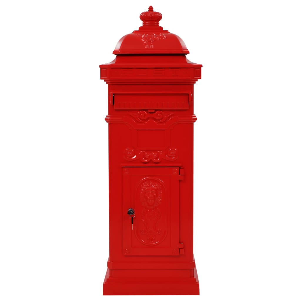 Caixa correio coluna vintage alumínio inoxidável vermelho