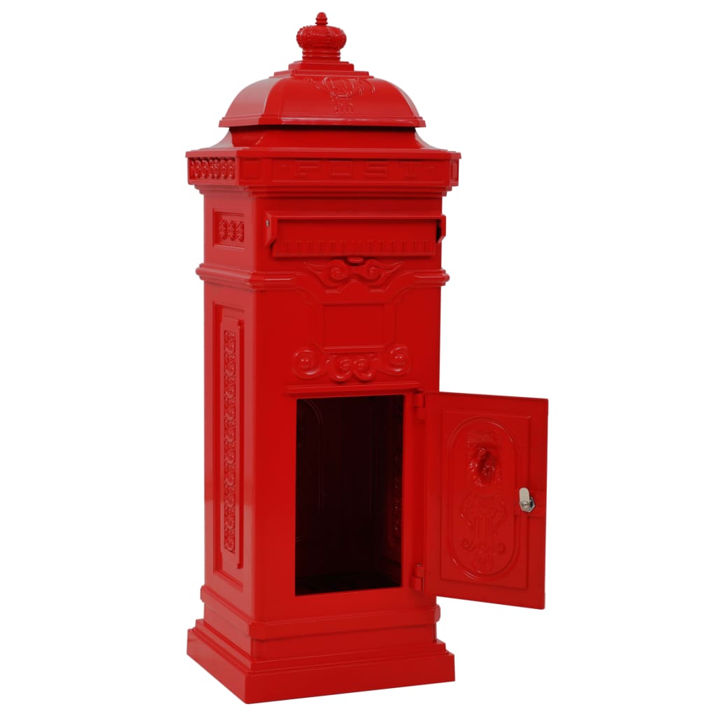Caixa correio coluna vintage alumínio inoxidável vermelho