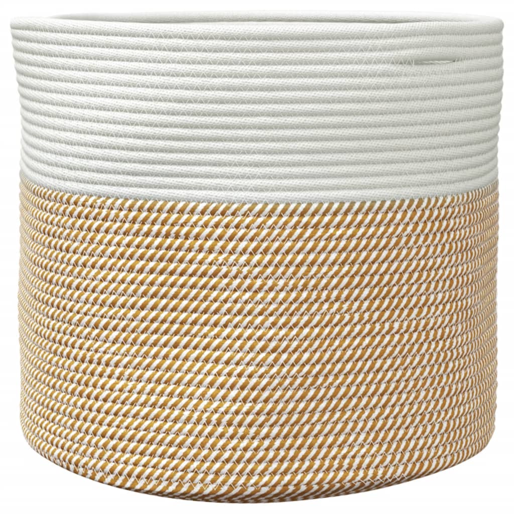 Cesto de arrumação ø40x35 cm algodão castanho e branco