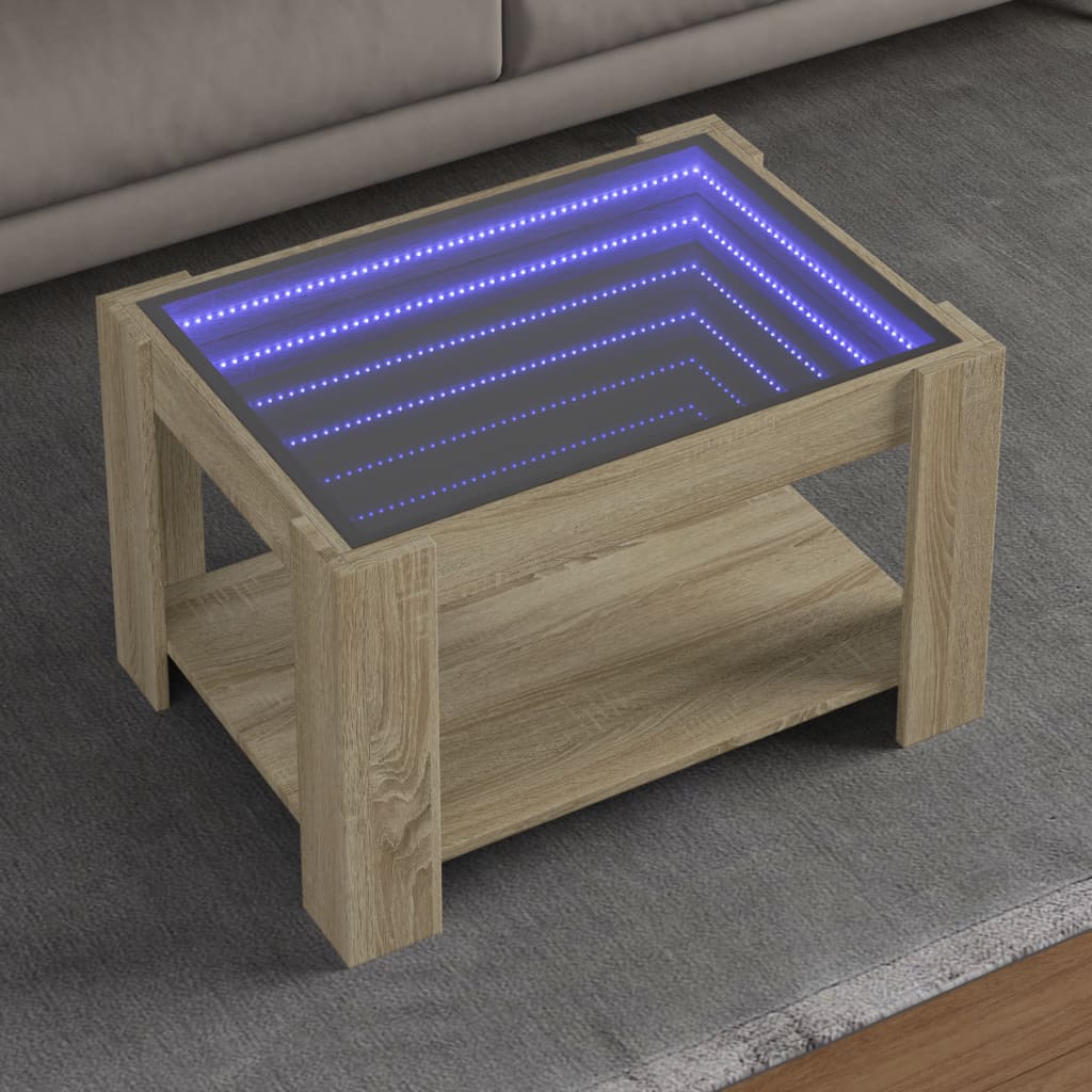 Mesa de centro c/ leds 73x53x45 cm derivados de madeira