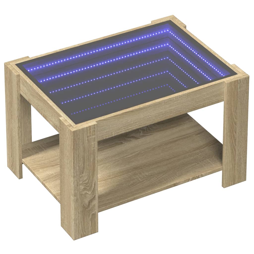 Mesa de centro c/ leds 73x53x45 cm derivados de madeira