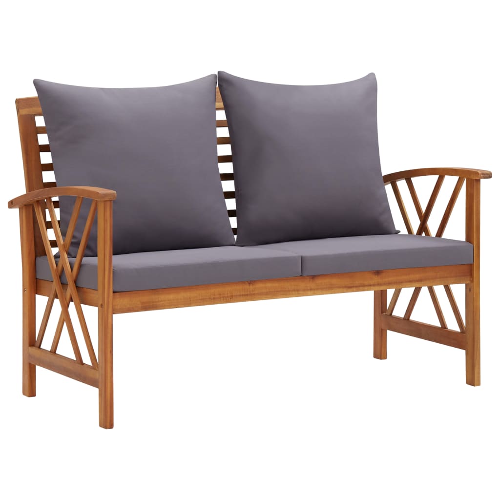 3 Pcs conjunto lounge de jardim c/ almofadões acácia maciça