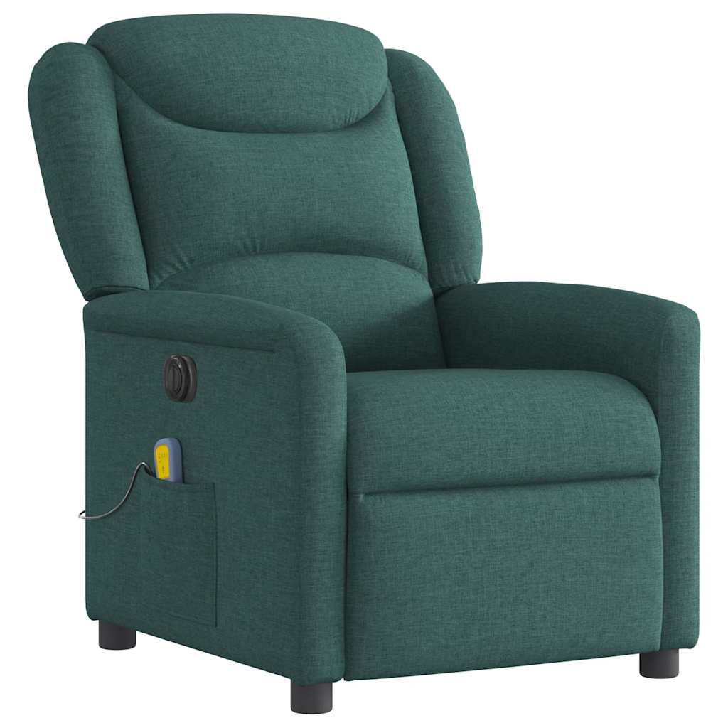 Poltrona reclinável de massagens elétrica tecido verde-escuro