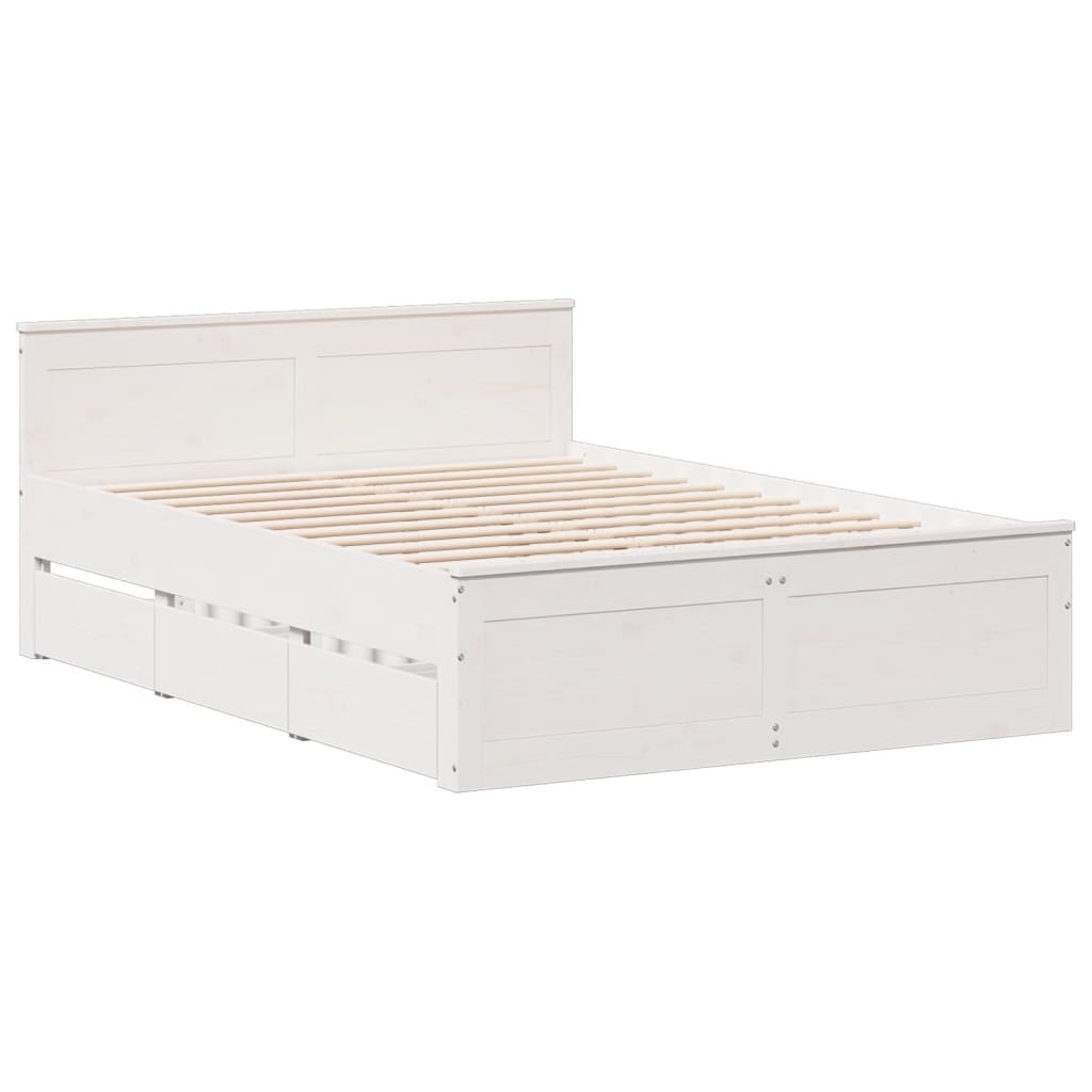 Cama sem colchão com cabeceira 140x200 cm pinho maciço branco