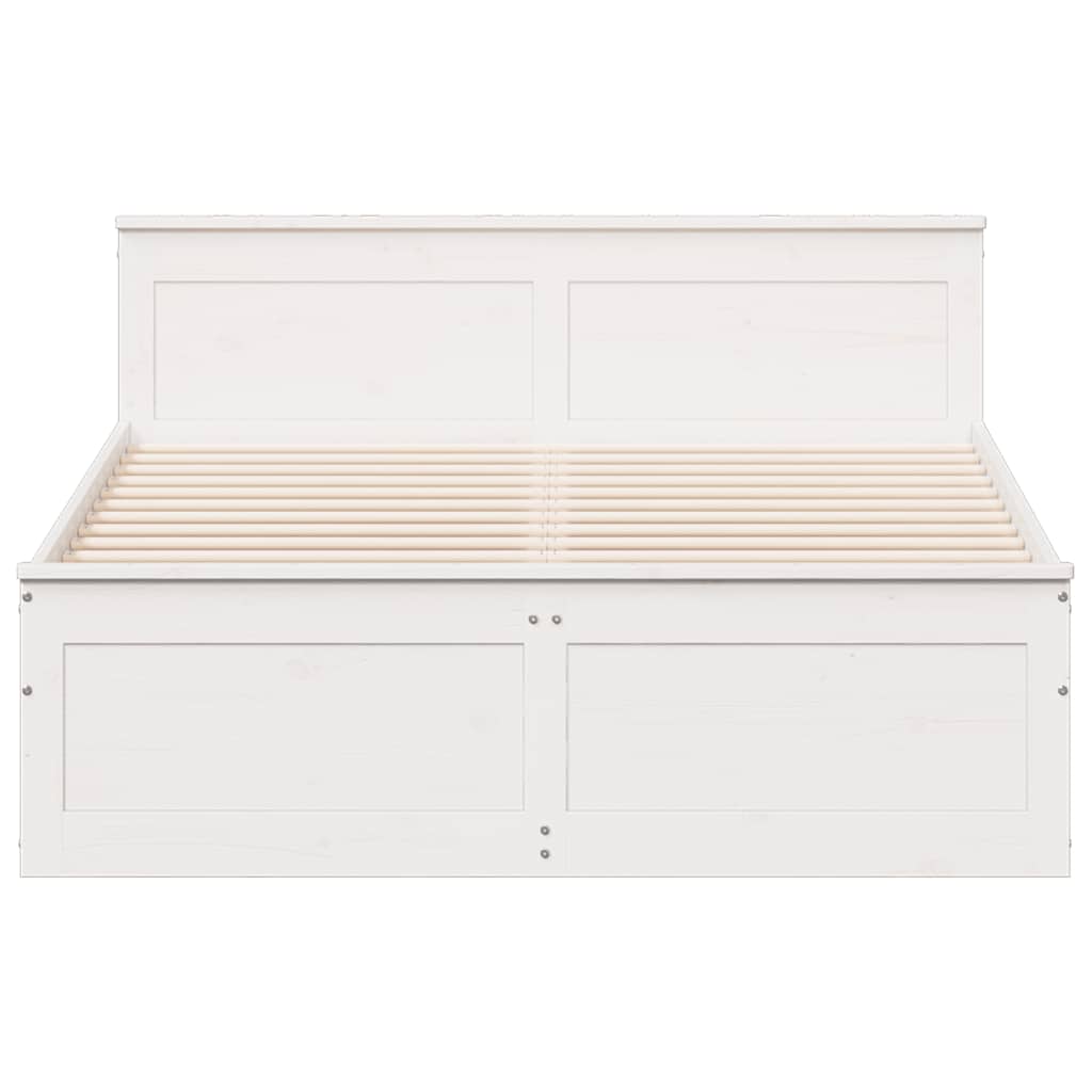 Cama sem colchão com cabeceira 140x200 cm pinho maciço branco