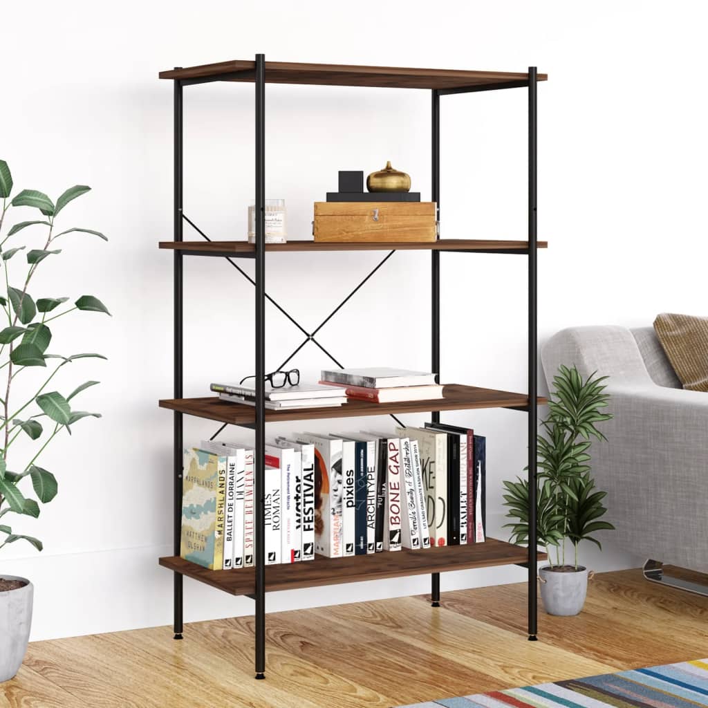Unidade com 4 prateleiras 80x40x130 cm preto/natural