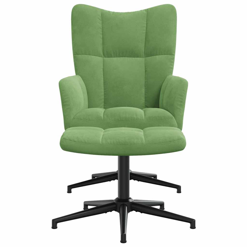 Cadeira de descanso com banco veludo verde-claro