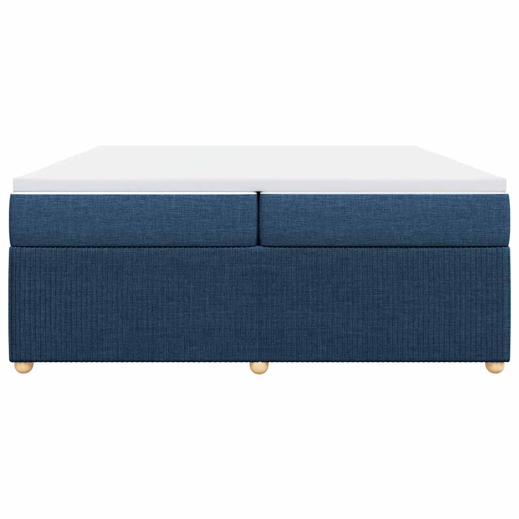 Cama com molas/colchão 200x200 cm tecido azul