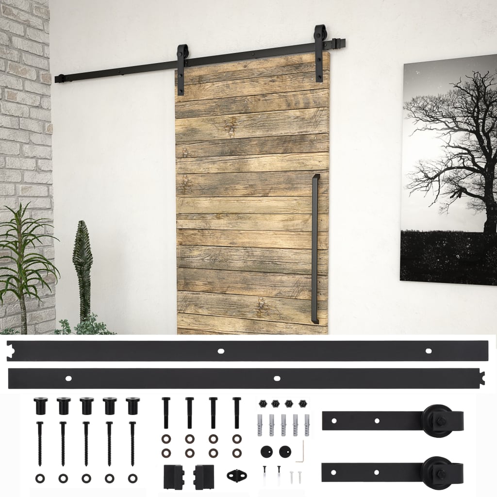 Kit de ferragens para porta deslizante skien 200 cm aço preto