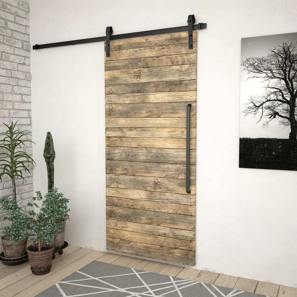 Kit de ferragens para porta deslizante skien 200 cm aço preto