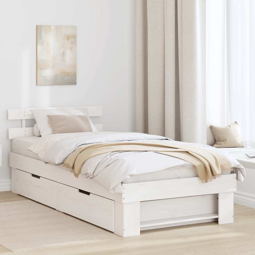 Estrutura da cama branco 80 x 200 cm madeira de pinheiro sólida