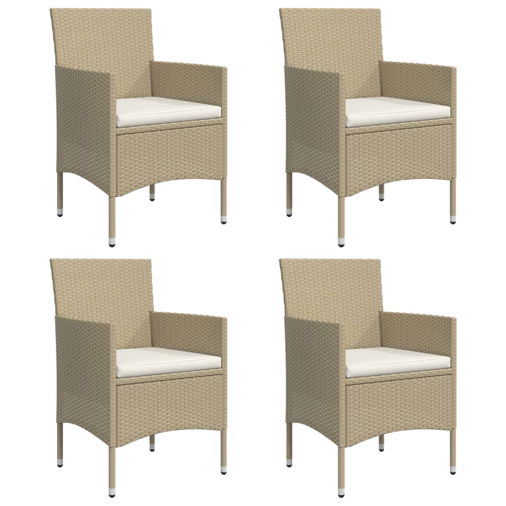 5 Pcs conjunto de jantar p/ jardim c/ almofadões bege e preto
