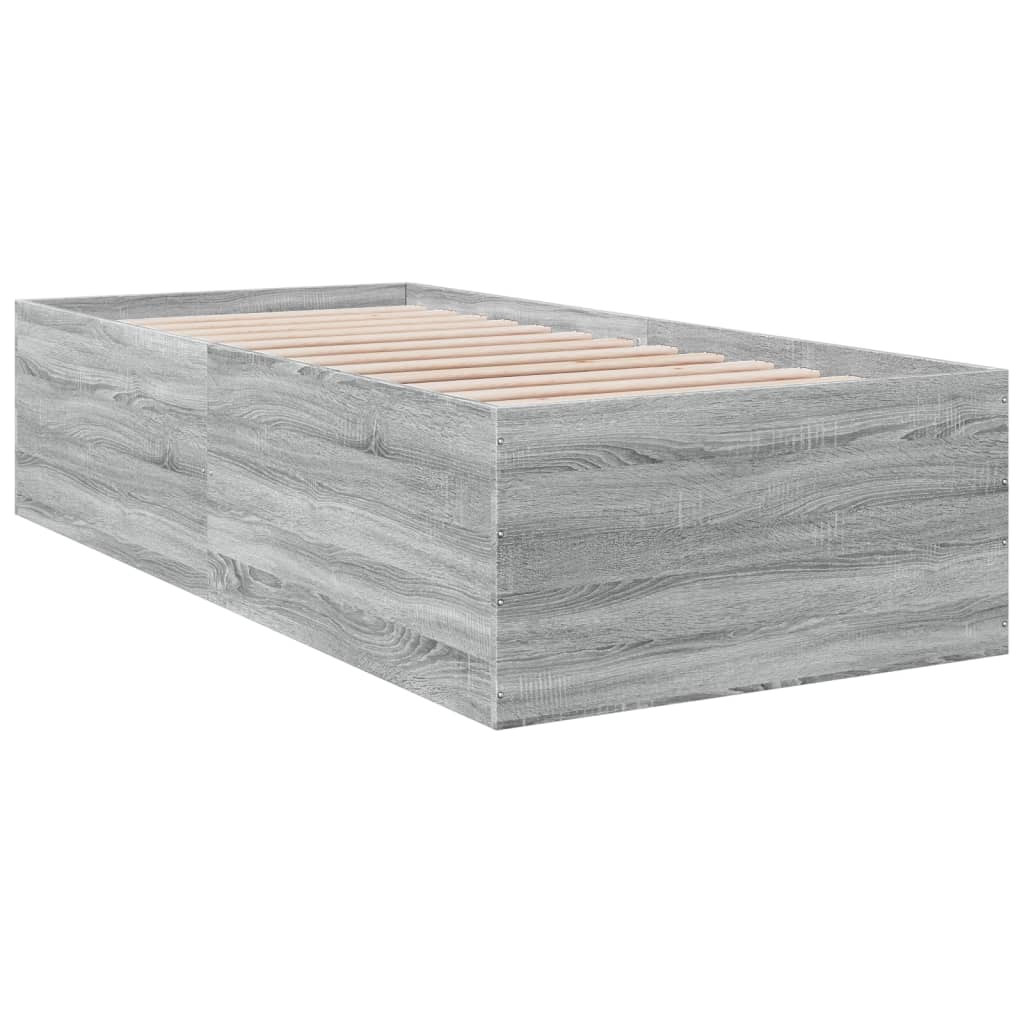 Estrutura cama 75x190 cm derivados de madeira cinzento sonoma