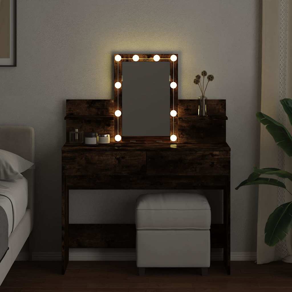 Toucador com LED 100x40x130 cm carvalho fumado