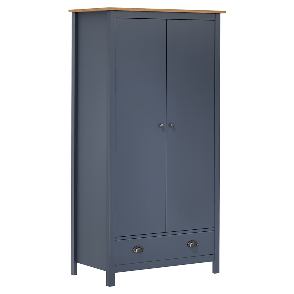 Roupeiro 2 portas hill 89x50x170 cm pinho maciço cinzento