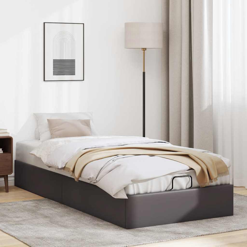 Estrutura de cama otomana sem colchão 100x200 cm cinzento
