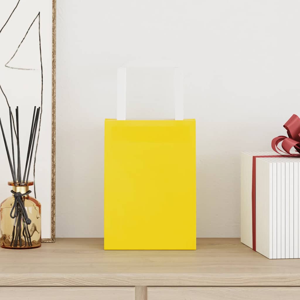 Sacos de papel 250 unid com alças amarelo 15x8x21 cm