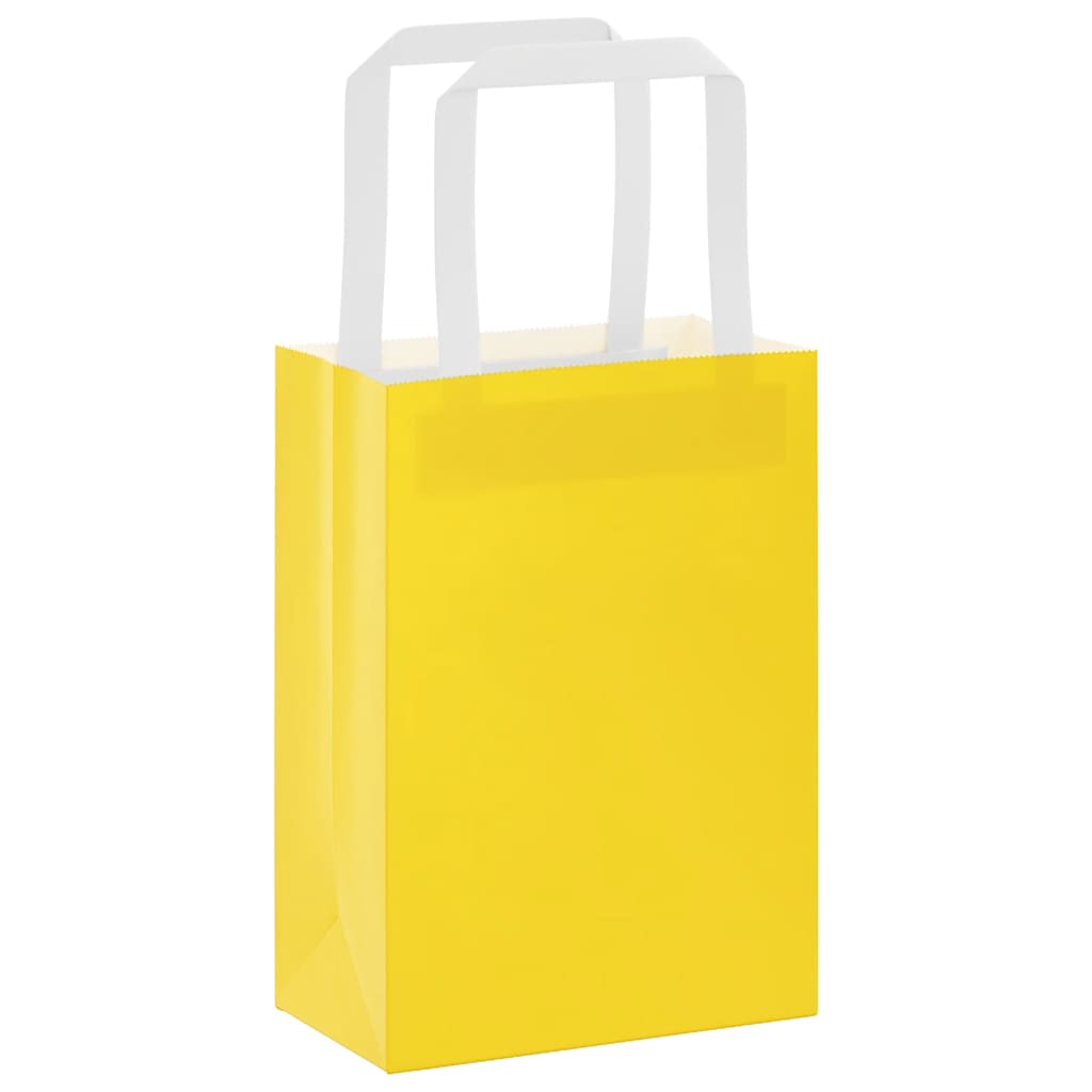 Sacos de papel 250 unid com alças amarelo 15x8x21 cm