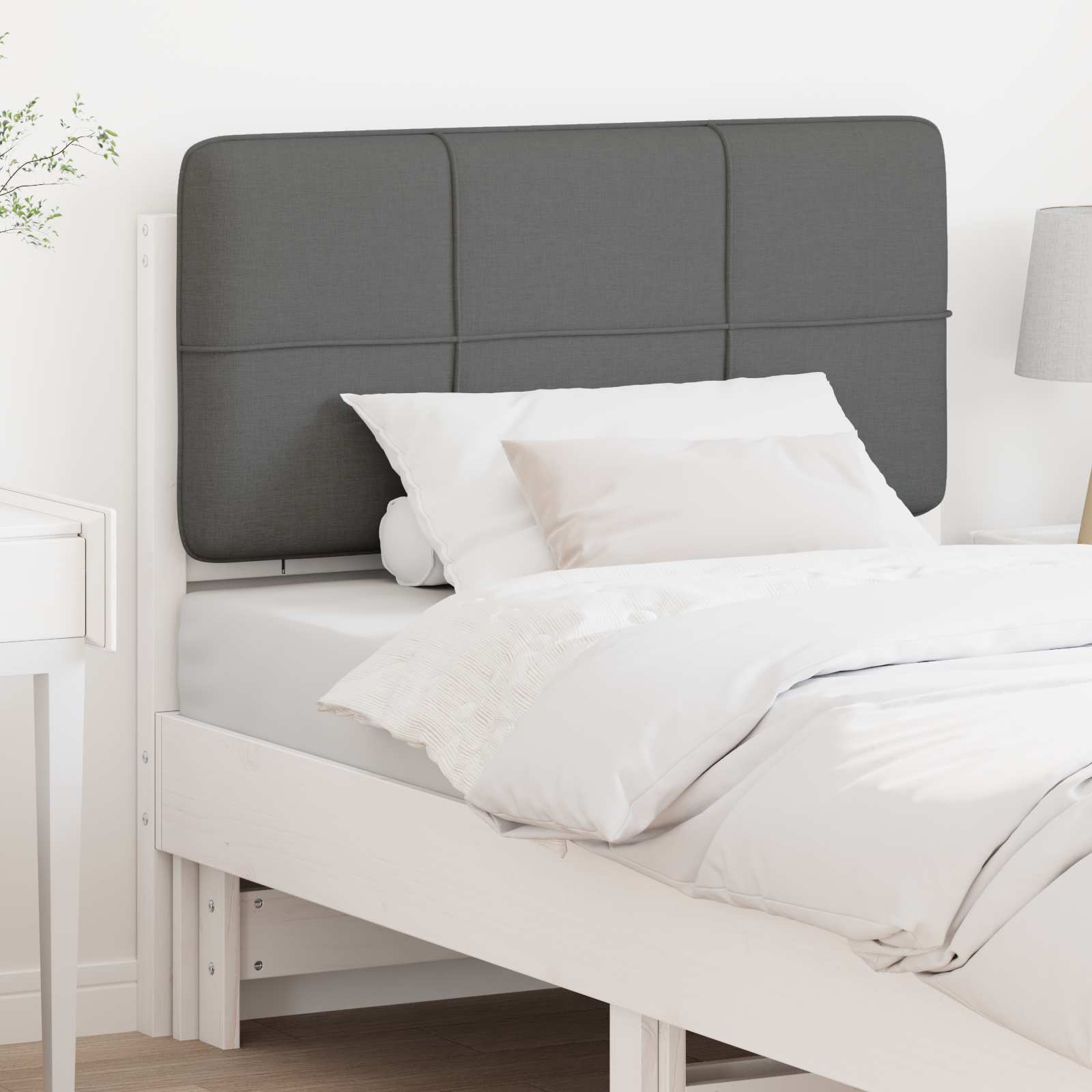 Cabeceira estofada com cabeceira branco e cinza claro 75 cm