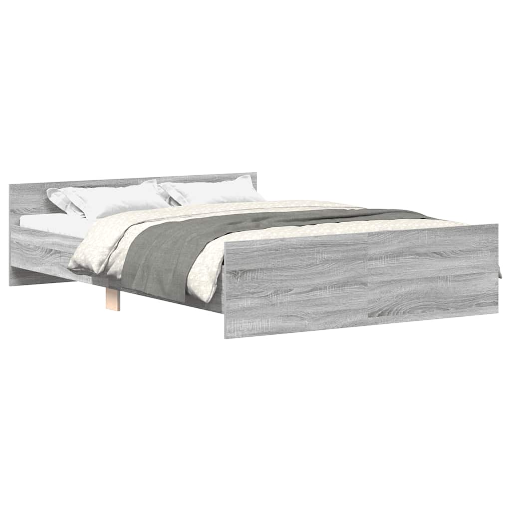 Estrutura de cama c/ painéis de cabeceira e pés cinzento sonoma