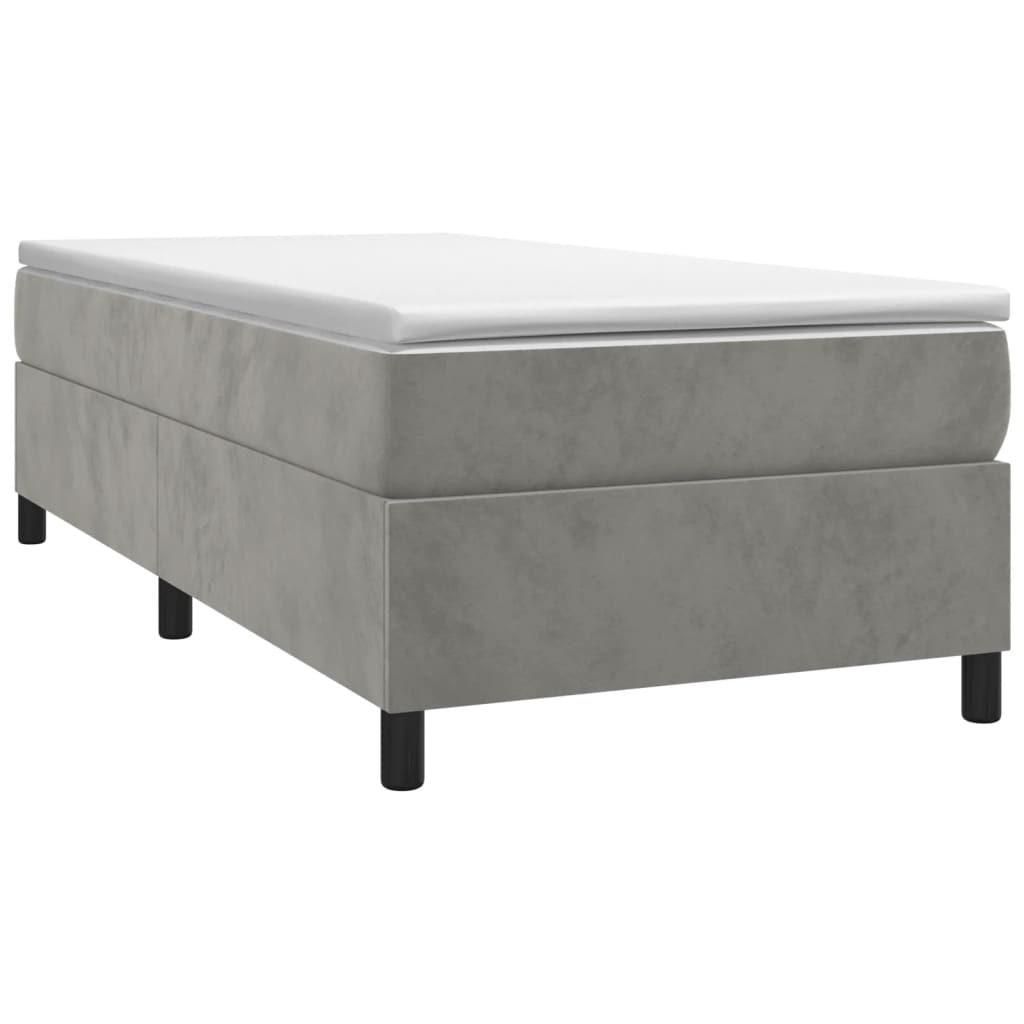 Estrutura de cama com molas 90x200 cm veludo cinzento-claro