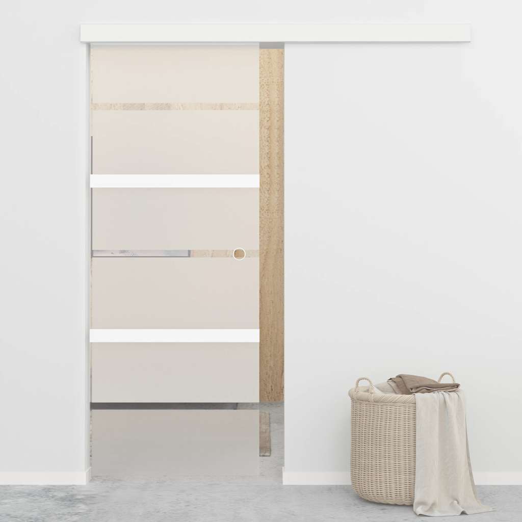Porta deslizante em vidro esg e alumínio 76x212 cm prateado