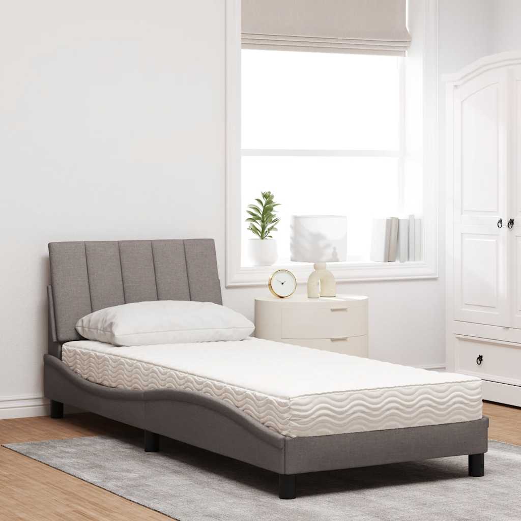 Cama com colchão hanko 90x200 cm tecido cinzento-acastanhado