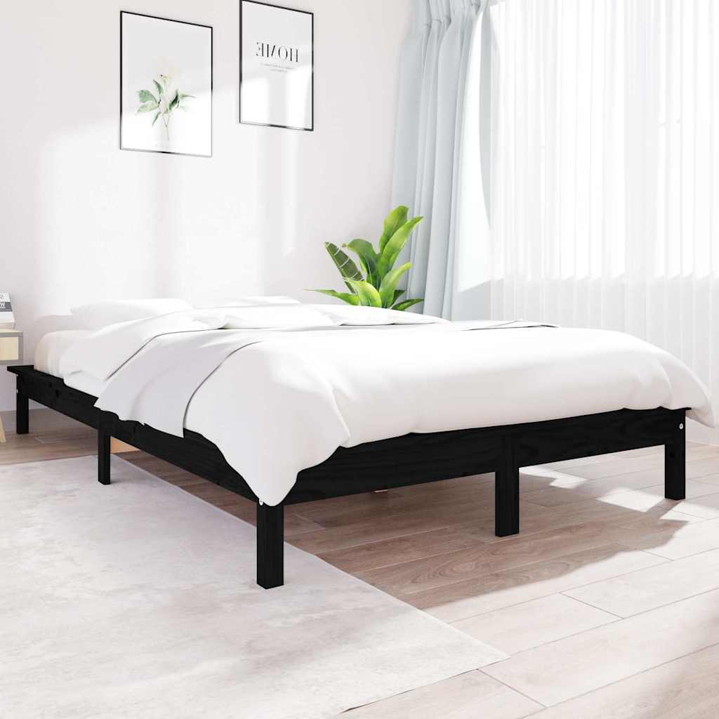 Estrutura de cama super king size 180x200 cm pinho maciço preto