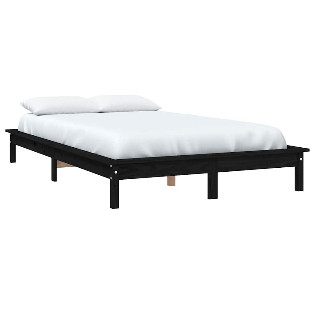 Estrutura de cama super king size 180x200 cm pinho maciço preto