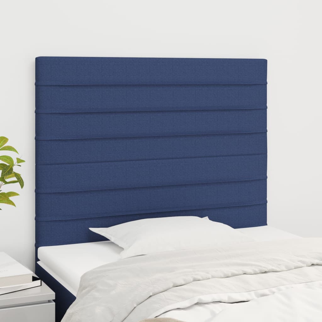 Cabeceira azul 90x5x118/128 cm tecido