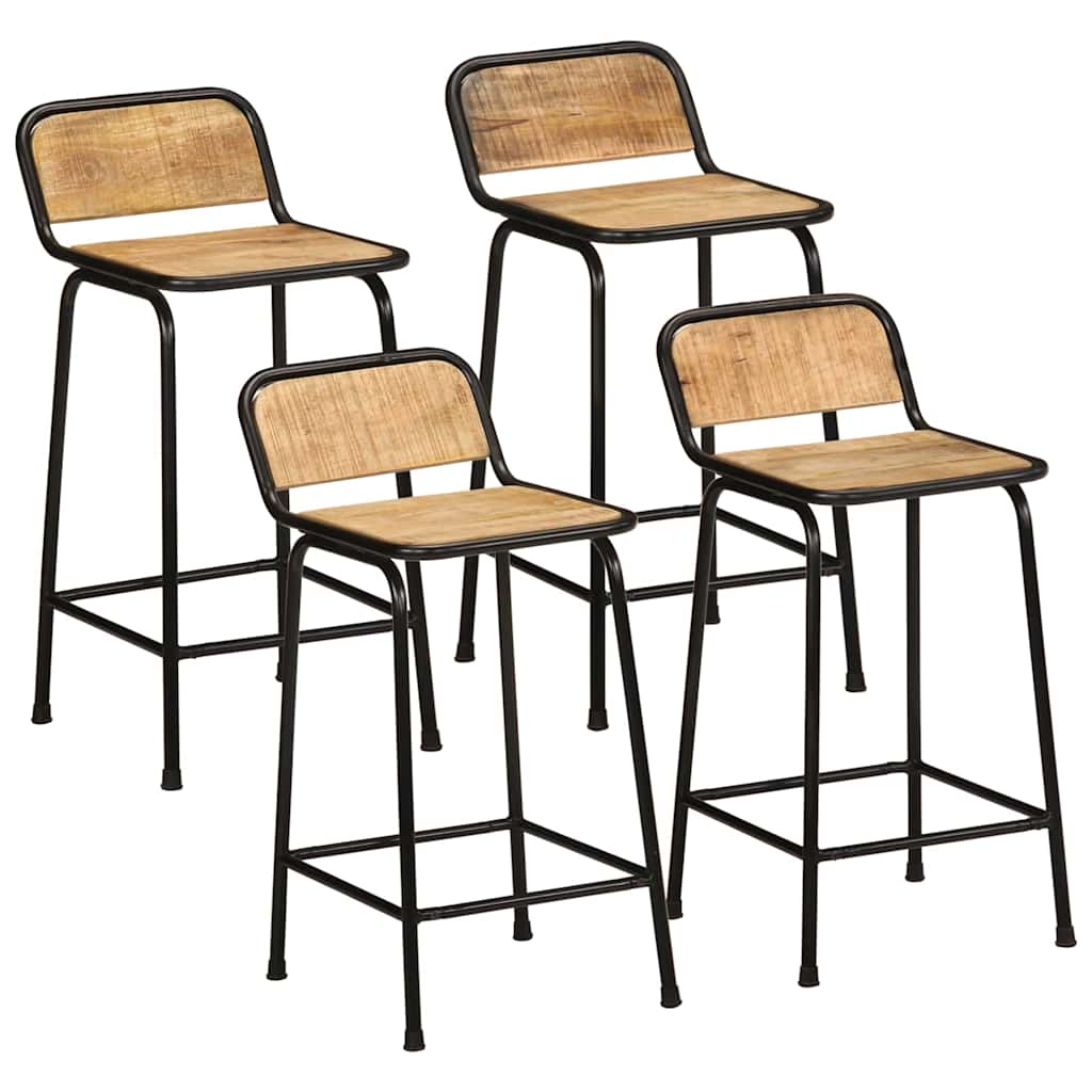 Bancos de bar 4 pcs madeira maciça de mangueira rústica