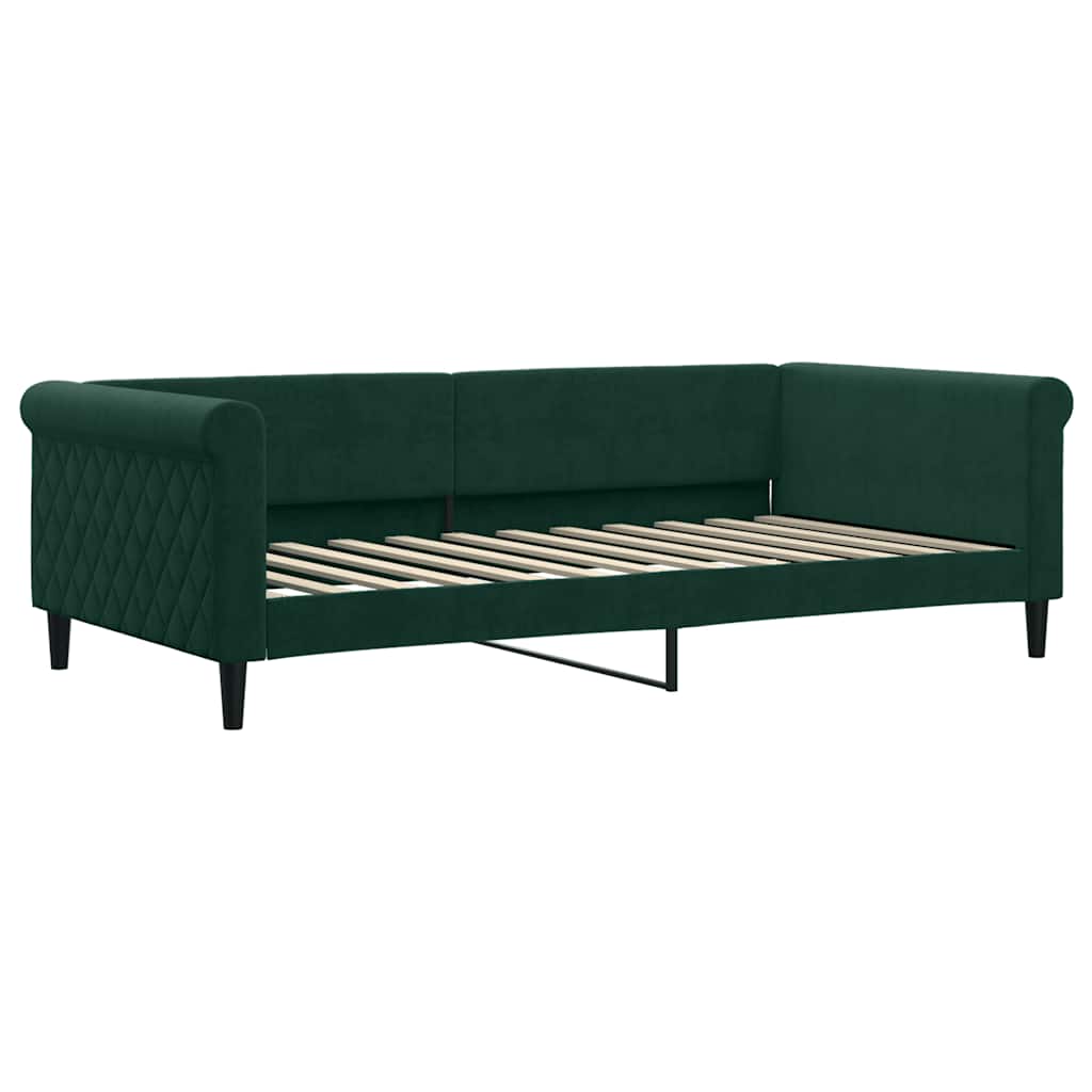 Sofá-cama c/ gavetão e gavetas 100x200 cm veludo verde-escuro