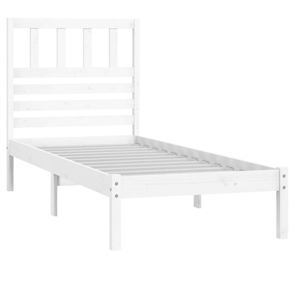 Cama sem colchão 75x190 cm madeira de pinho maciça branco